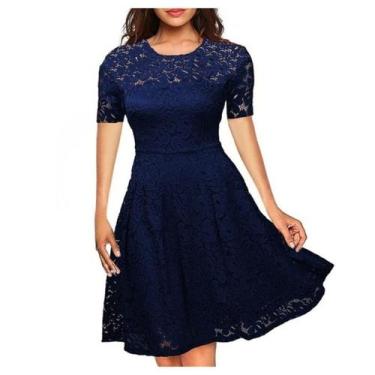 Imagem de Vestido Renda 10 Madrinha Formatura Festa Civil Rodado - ShoopWeb, PP