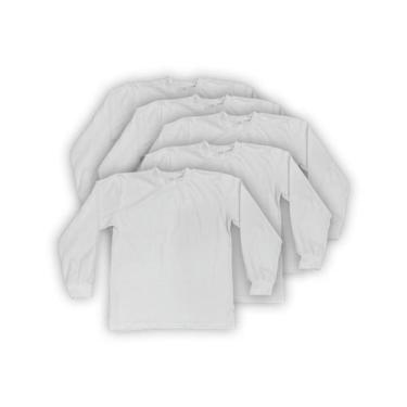 Imagem de Kit 5 Camisetas de Frio Básicas Algodão Infantil Branca - Del France, 