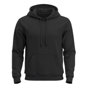 Imagem de Moletom Liso Algodão Unissex Blusa De Frio Canguru Flanelado - Fabrica