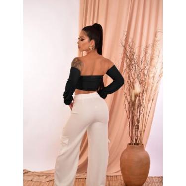 Imagem de Cropped sem alça manga longa e bojo - luwink