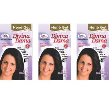 Imagem de Alisante Henê Gel Pouch Preto Forte Divina Dama - 3 Unidades