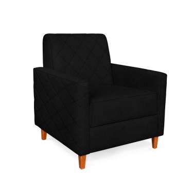 Imagem de Poltrona Liana Veludo Pés De Madeira - Pallazio Cor Preto
