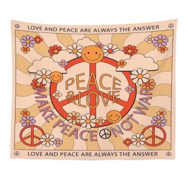 Imagem de Tapeçaria Peace Love, microtecido de parede, 150x130cm, estética de qu