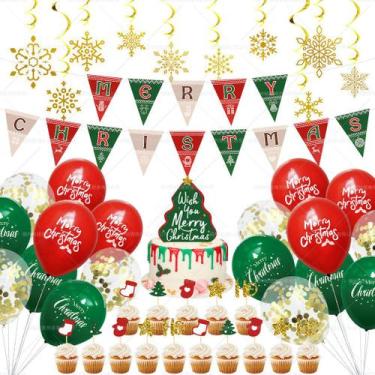 Imagem de Kit de balões de Natal: balões de látex de festa, 48 unidades com bann