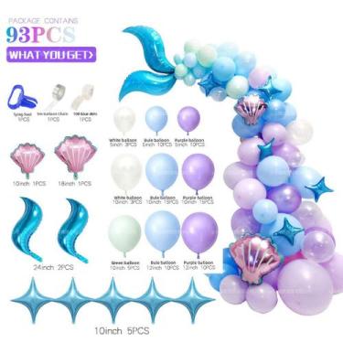 Imagem de Kit de balão para festa de aniversário Mermaids Tail Arch 93 unidades 