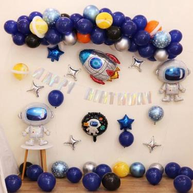 Imagem de Kit de balão: 92 peças de folha de látex azul para festa de aniversári