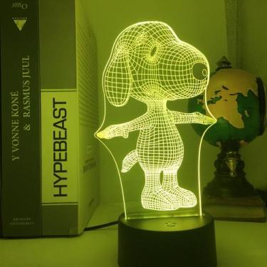 Imagem de Luz noturna LED 3D que muda a cor do cão do Snoopy para crianças - Yiw