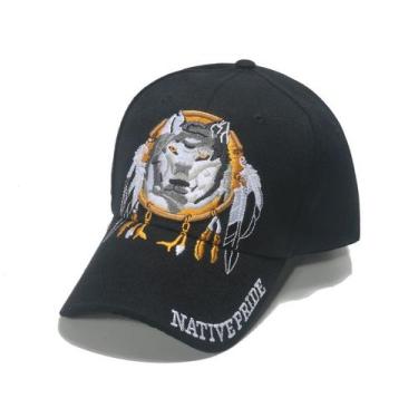 Imagem de Boné de beisebol de algodão Trucker com bordado de lobo para adulto - 