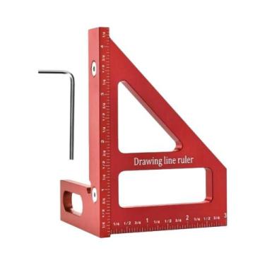 Imagem de Esquadro De Marcenaria Em Liga De Alumínio Com Pinos Guia, Régua Trian