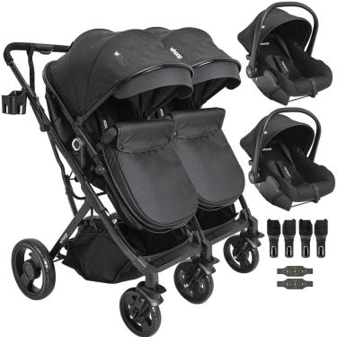 Imagem de Carrinho Kiddo para Gemeos 2 Bebe Conforto Colinho Vox II Preto