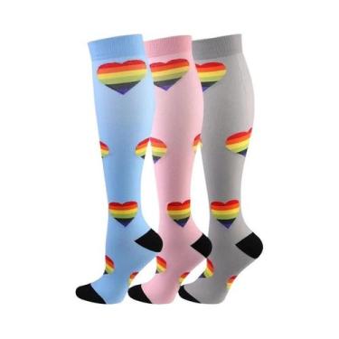 Imagem de Meias De Compressão Para Mulheres E Homens, 3 Pares, Altura Do Joelho,