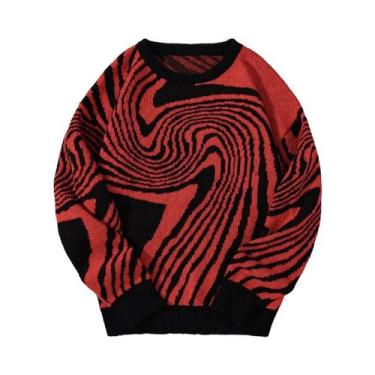 Imagem de Suéter Masculino De Inverno E Outono Com Jacquard Labirinto, Gola Redo