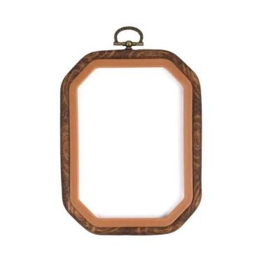 Imagem de Aro De Bordado Imitação Madeira Redondo Quadrado Para Guirlanda E Pont