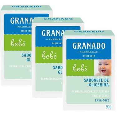 Imagem de kit 3 Sabonete Granado Bebê Glicerinado com Erva Doce 90G