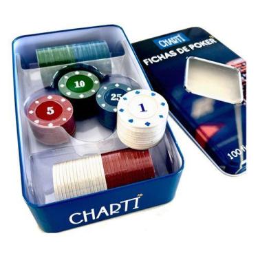 Imagem de Fichas Poker Numeradas Profissional 100 Fichas + Dealer - Charti