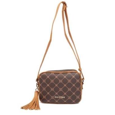 Imagem de Bolsa Feminina Rafitthy Transversal Pequena Monograma Marrom-Feminino
