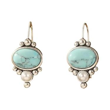 Imagem de Brincos Pendentes De Pedra Verde Para Mulheres, Estilo Boêmio, Moda Re