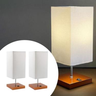 Imagem de Kit 2 Abajur de Mesa Quadrado Cobre com interruptor bivolt e Cúpula Al