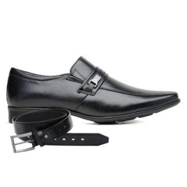 Imagem de Sapato Jota Pe Couro Preto Air  + Cinto 77505-Masculino