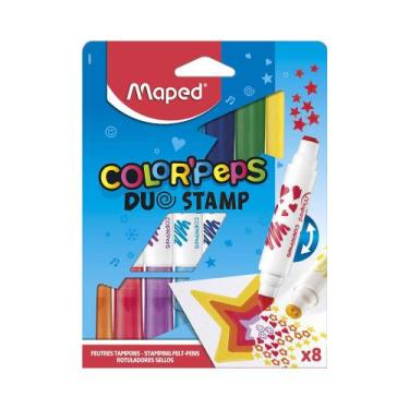 Imagem de Caneta Hidrográfica Maped Duo Stamp Carimbo 8 Cores
