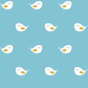 Imagem de Papel de Parede Infantil passarinhos azul e branco Fofura Baby FF4005 