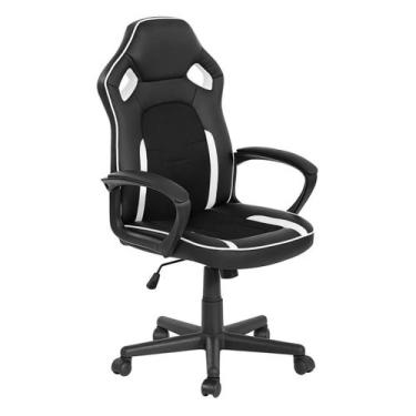 Imagem de Cadeira Gamer Escritório Giratória NEXX - Cor Preto / Branco - 30082 -