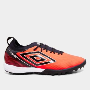 Imagem de Chuteira Society Umbro Top Speed Club Unissex, Rosa, Preto, 41