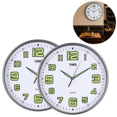 Imagem de 2 Relógios de Parede Gigante 41,5cm Escritório e Sala Brilha - Chinato