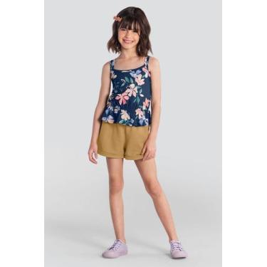 Imagem de Conjunto infantil menina florido Brandili Azul, 4, Azul