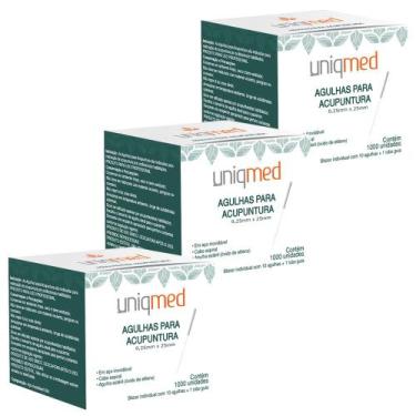 Imagem de Agulha para acupuntura 1000un 0,25x25mm kit 3cx uniqmed tamanho:0,25x2