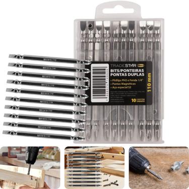 Imagem de Bits Ponteira Dupla 110mm Ph2 1-4 Philips Fenda Pro Tradestar