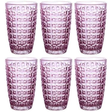 Imagem de Conjunto de Copos Chevalier para Bebidas em Vidro Prensado 355ML 6 Peças Roxo l Hermitage