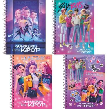 Imagem de Caderno Universitário Tilibra Guerreiras do K-pop Capa Dura Metalizada 10 Matérias 160 Folhas Decoradas