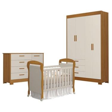 Imagem de Quarto De Bebê Zaki Com Berço Americano Danny Areia Savana Acetinado - Reller