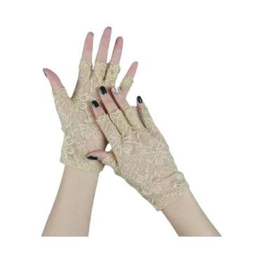 Imagem de Luvas Pretas De Renda Sem Dedos Para Mulheres, Sensuais, Com Proteção 