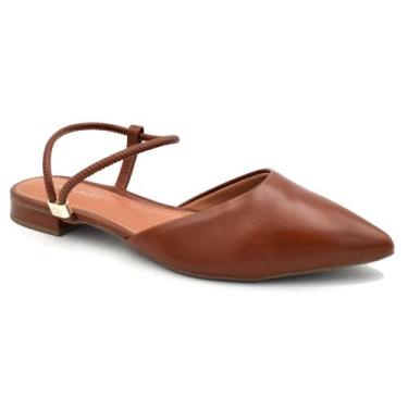 Imagem de Sapatilha Slingback Feminina Cazzualen 79065, Marrom, 38