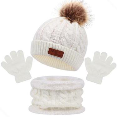 Imagem de Kit inverno infantil gorro cachecol luva bebê touca de lã - Modas Fagu