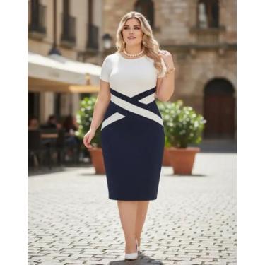 Imagem de Vestido Plus Size Detalhe em X Moda Feminina Evangélica - Miss FLOWER,