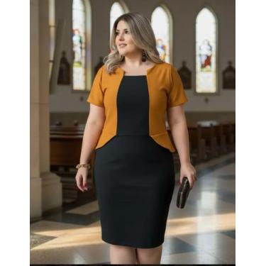 Imagem de Vestido Midi Peplum Blazer Moda Feminina Evangélica - Miss FLOWER, Mos
