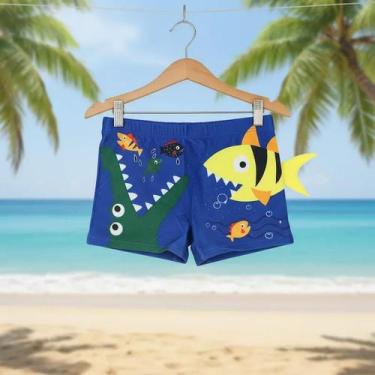 Imagem de Sunga 3D Infantil Boxer UV50+ Para Praia Piscina Natação Bebê Menino T
