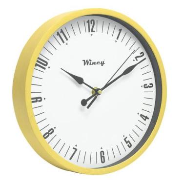 Imagem de Relogio de parede 24cm silencioso - Wincy, AMARELO