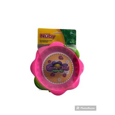 Imagem de Pratinho Infantil Flor Nûby Livre de BPA Flower Child 6M+, Rosa