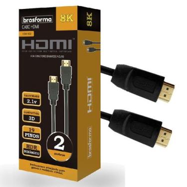 Imagem de Cabo HDMI 2 Metros Ultra HDR 8k Dinâmico Brasforma 2.1 Gold