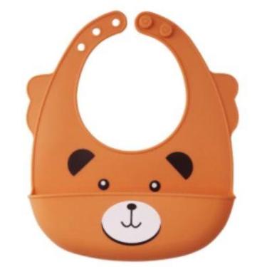 Imagem de Babador Silicone Com Bolso Porta Migalhas Impermeável Neopan, Laranja 