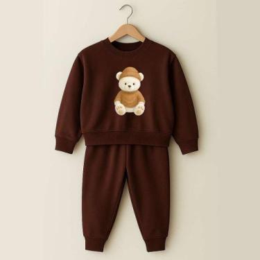 Imagem de Moletom Marrom Infantil Gola Redonda Estampa Urso ou Gatinho Premium C