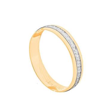 Imagem de Aliança de Casamento Ouro 18k Friso Trabalhado em Ouro Branco 4 mm - O
