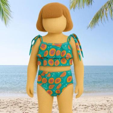 Imagem de Conjunto de Biquíni e Tanga Juvenil Estampa Tropicais Moda Praia Gritt
