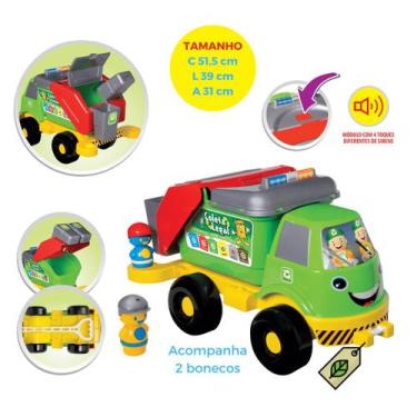 Imagem de Carrinho Infantil Caminhão Coleta Seletiva C/Som, Brinquedo Menino, So