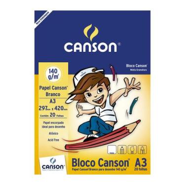 Imagem de Bloco Papel Canson Desenho Branco 20 Folhas A3 140g