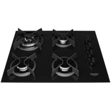 Imagem de Cooktop Dako Supreme 4 Bocas a Gás Mesa de Vidro Temperado Preto Bivol